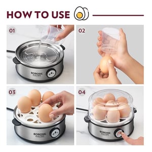 Borosil Electric Egg Boiler, 7 Egg Capacity, Get Soft, Medium & Hard Boiled Eggs in Minutes, 1 Year Warranty image 7