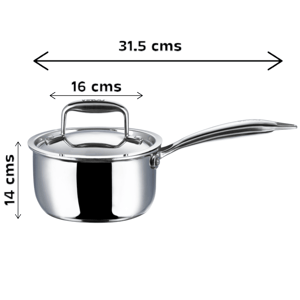 Vinod Platinum Triply Stainless Steel Saucepan with Lid | Induction & Gas Compatible - 1.2 Litres (For 4-6 Cups Tea)