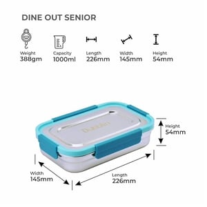 Dubblin Dine Out Senior Lunch Box, Stainless Steel Body, Compact & Sturdy, Ideal for School & Office image 7