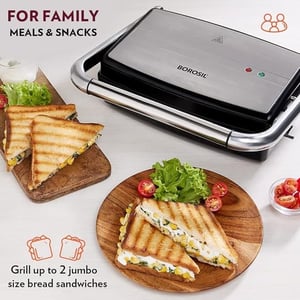 Borosil Jumbo Grill Sandwich Maker – 1500W, 180° Open Flexibility, Non-Stick Grill Plates, Ideal for Large Sandwiches, 2 Years Warranty image 4