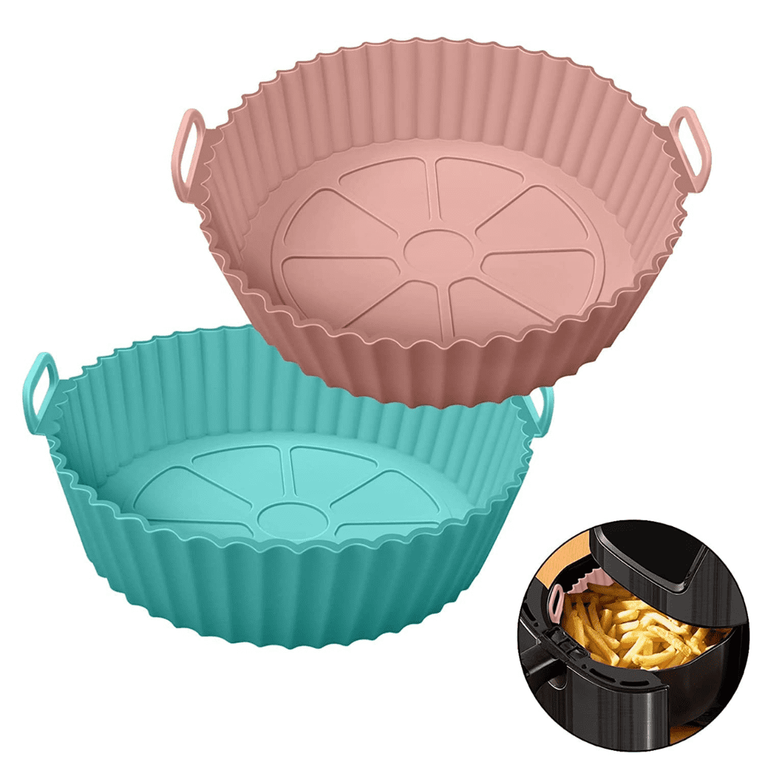 Air Fryer Silicone Basket Liners – Reusable, Heat Resistant, Food-Grade, Set of 2 (Round, Multicolor)