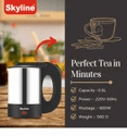 Skyline Electric Kettle 0.5L, 600W | Compact Travel-Friendly Design for Tea, Coffee & Instant Noodles | 1 Year Warranty image 2