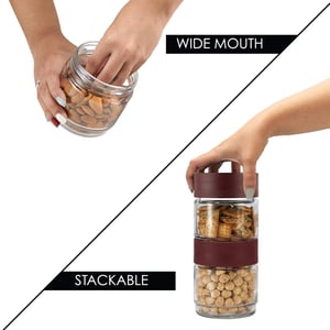 CELLO Modustack Glassy Storage Jar – 750 ml (Set of 2), Stackable Airtight Glass Jars, Ideal for Snacks, Pulses, Dry Fruits & Pantry Storage image 7