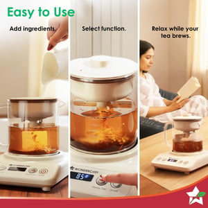 Wonderchef Chai Magic, Fully Automatic Tea & Cappuccino Maker, Make Masala Chai/Cutting Chai/Kahwa/, No Spills, No Overcooking, 4 Modes, Boil Milk/Water/Coffee, 500ML Glass Jar, 2-Yr Warranty image 6