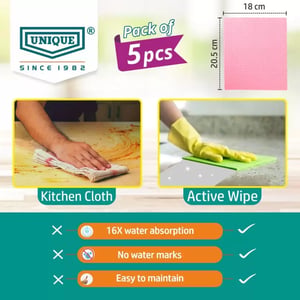 UNIQUE Reusable Washable Absorbent Cellulose Sponge wipes (Pack of 5) image 3