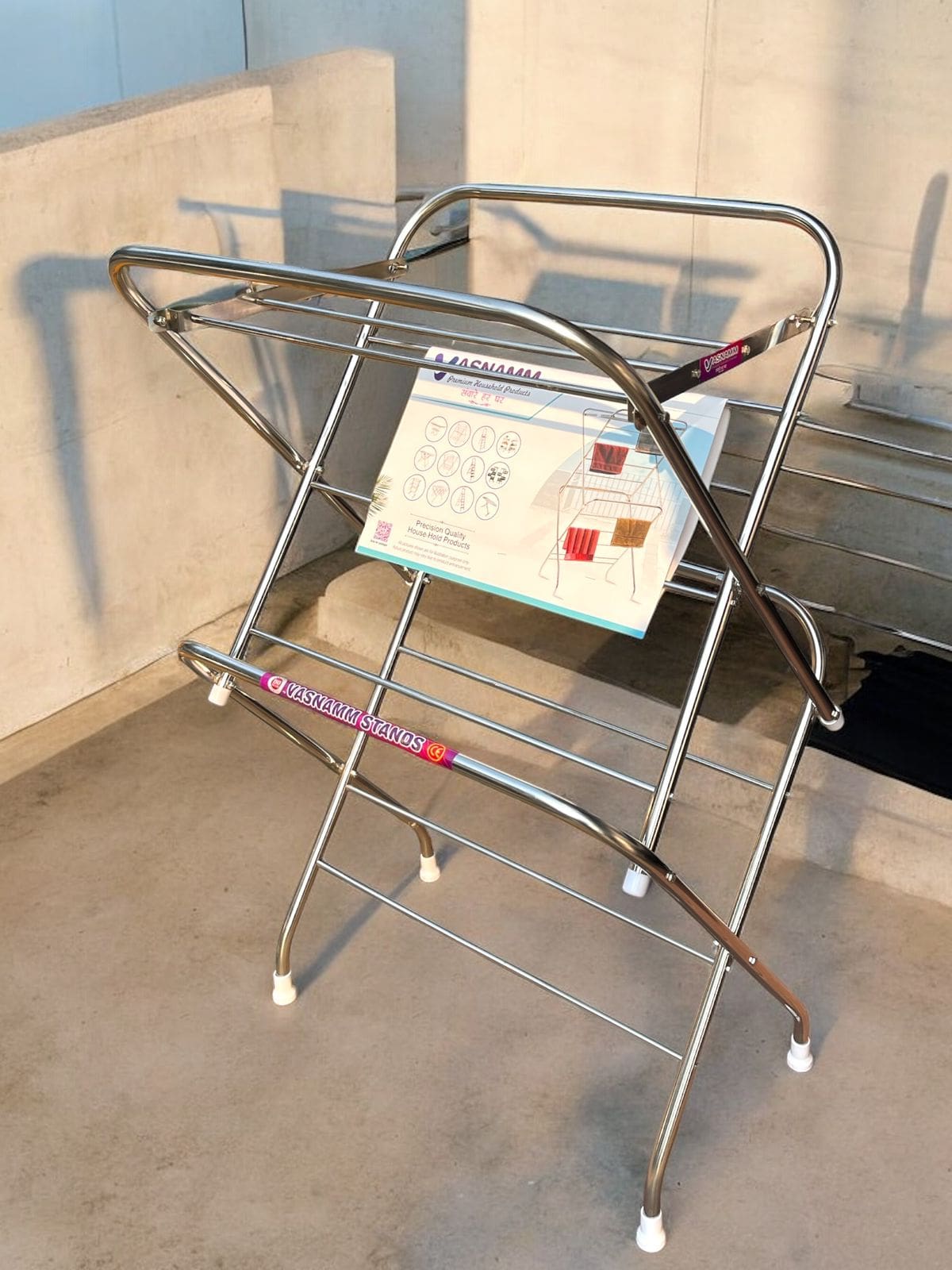 Vasnam Stainless Steel Mini Cloth Stand - 9 Rods