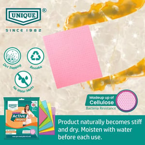 UNIQUE Reusable Washable Absorbent Cellulose Sponge wipes (Pack of 5) image 5