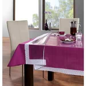 Freelance Table Cover Transparent, Durable, Waterproof & Easy-to-Clean PVC Sheet, Ideal for Dining Table Protection & Everyday Use - 60” x 36” (1.5M x 0.9M) : Centre Table, White Lace