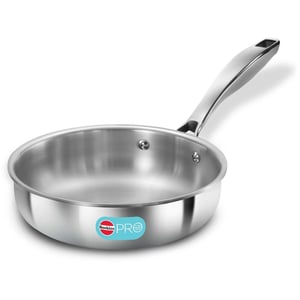 Hawkins Pro Frying Pan, Triply Stainless Steel Fry Pan with Stainless Steel Handle and Stainless Steel Lid - 18 cm (For 1–2 People), Without Lid