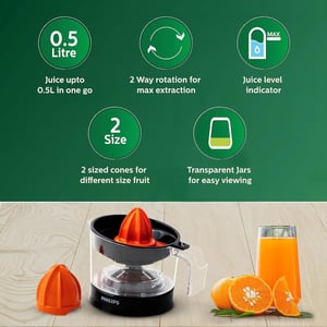Philips  Citrus Press Juicer Black & Transparent - HR2777/00, 2 years warranty image 7