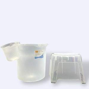 Jaypee Ribbed Series Bathroom Set, Bucket (25 Ltr.) + Mug + Stool - White