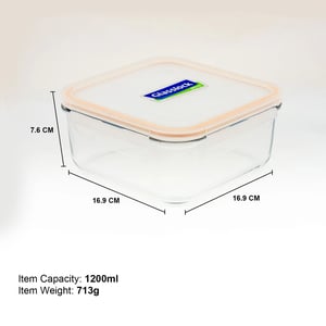 GLASSLOCK CLASSIC AIRTIGHT TEMPERED FOOD CONTAINER - SQUARE - 1200 ML, Leak Proof, BPA Free, Microwave & Freezer Safe & Airtight image 4