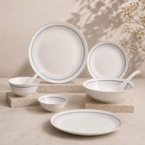Aquatic Japan 35-Piece Premium Magnesium Porcelain Dinner Set, 24k Gold Plated
