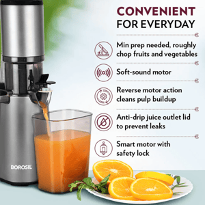 Borosil Smart Cold Press Slow Juicer, Most Compact Slow Juicer for Semi-Hards Fruits & Vegetables image 7