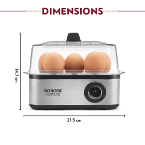 Borosil 8 Slots Egg Boiler, 3 Boiling Temperatures, 1 Year Warranty image 2