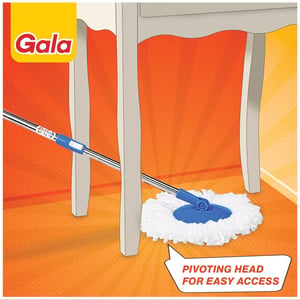 Gala Plastic Quick Spin Mop, Easy Wheels & Big Bucket With 2 Microfiber Refills image 5