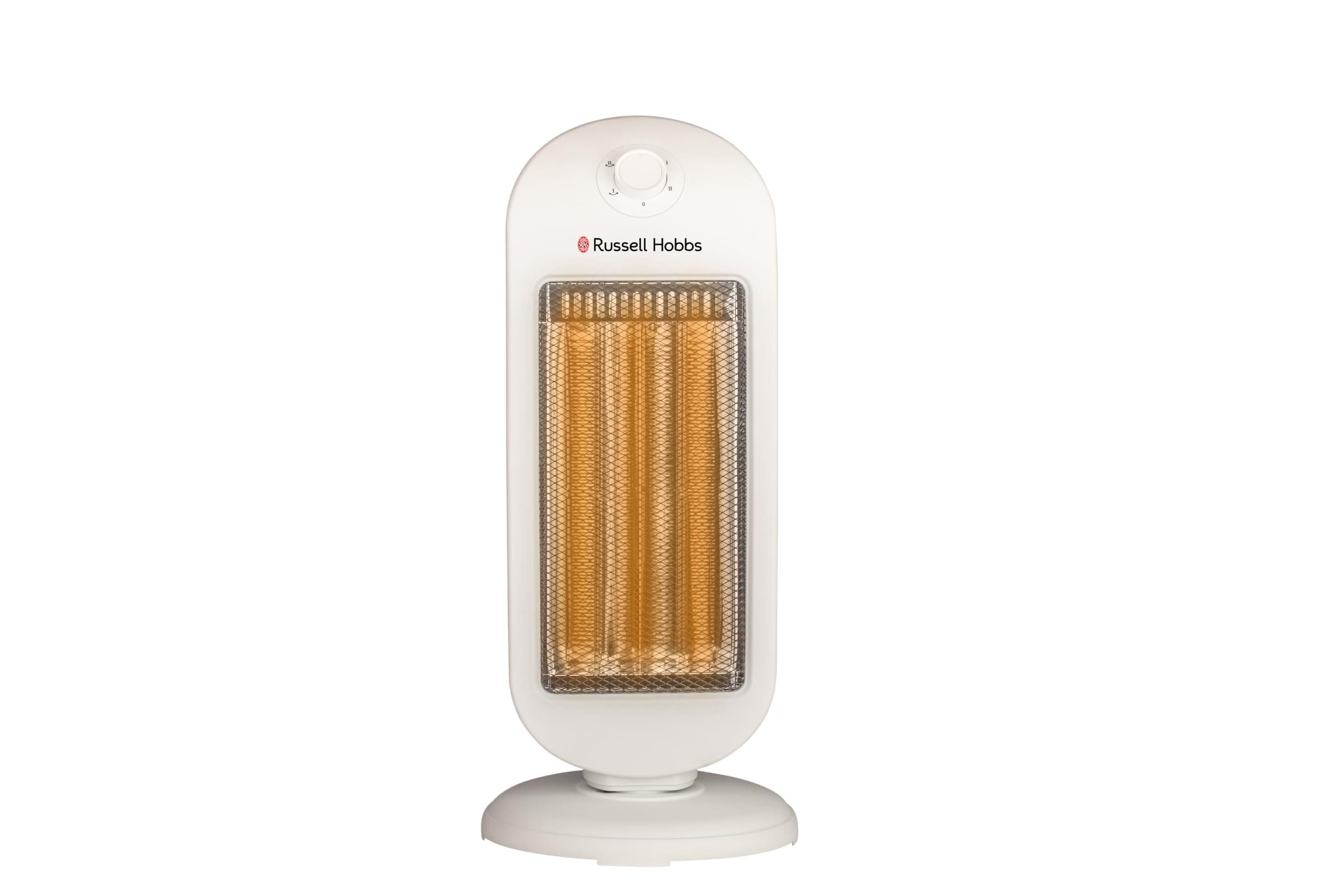 Russell Hobbs RCH1200NE 1200W Tower Beam Carbon Room Heater | Dual Carbon Tubes, Custom Heat Control, Oscillation, Safety Protection | Sleek Portable Winter Heater – White | 2 Yr Warranty