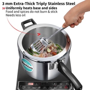 Hawkins 4.5 Litre Triply Stainless Steel Pressure Cooker, Inner Lid Cooker, Silver (HSST45) image 3