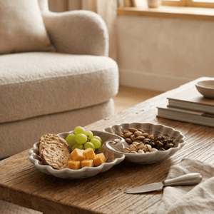 Tatva Mayur Pankh Platter, Ceramic Platter Ideal for Serving Snacks & Savories - Brown