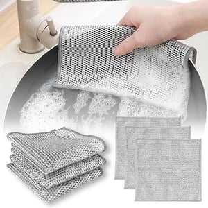 Multipurpose Wire Dishwashing Rags for Wet and Dry Stainless Steel Scrubber Non-Scratch Wire Dishcloth for Washing Dishes Sinks Counters Easy Rinsing Machine Washable Pack of 4 Pcs