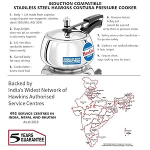 Hawkins Stainless Steel Contura 3 Liter Pressure Cooker (SSC30) image 3