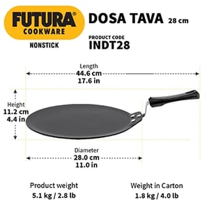 Hawkins Nonstick Dosa Tava – 28 cm (INDT28),  Induction & Gas Compatible, PFOA-Free Non-Toxic Coating for Dosa, Chilla & More image 4