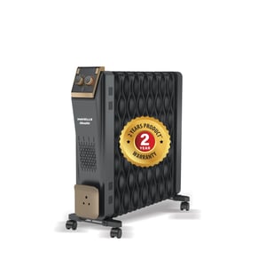 Havells 13 Fin Hestio Wave Fin OFR (Oil Filled Radiator)|Room Heater|2900 W|3 Heat Settings & PTC Fan Heater|Inclined Control Panel|Retractable Wheels| Comfortable Breathing|360° Heating (Black)