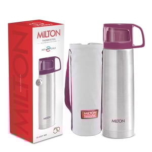 Milton Glassy Thermosteel Bottle, 12 Hours Hot & Cold  - Purple - 1000 ml (For 4-5 cups)