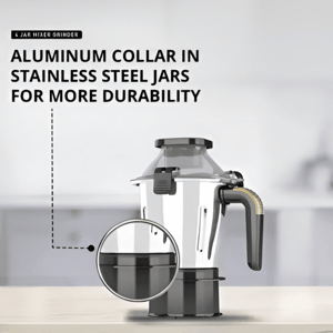 Havells Hexo Plus 1100 Watts Mixer Grinder with 4 Jars, Heavy Duty Mixer with 100 Mins of Continuous Run Time, 5+2 Years Warranty image 3