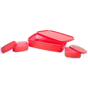 Signoraware Compact Lunch Box, BPA Free, Microwave & Dishwasher Safe, Ideal for School, Office & Travel Purposes - Red