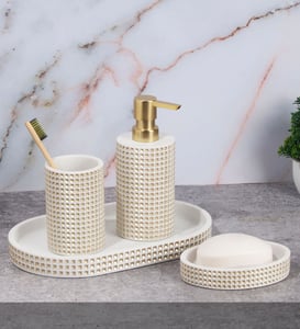 Obsessions Vibe 4Pcs Bathroom Set Polyresin Bath Gold, Lightweight, Stylish & Durable Set