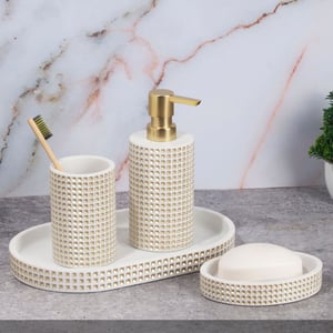 Obsessions Vibe 4Pcs Bathroom Set Polyresin Bath Gold, Lightweight, Stylish & Durable Set