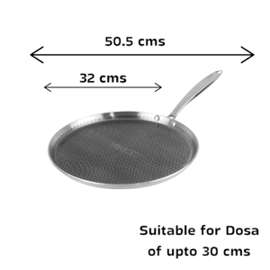 Vinod Platinum Triply Stainless Steel Dosa Tawa | Non-Stick & Induction Friendly - 31 cms (Large)