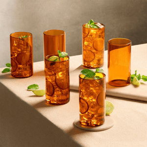 Borosil Amber Vision Glass, 290 ml each, Set of 6 pcs, Lightweight Glassware for Home & Office Use image 2