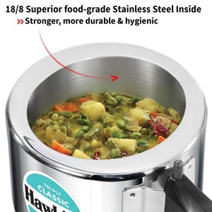 Hawkins Triply 2 Litre Classic Pressure Cooker, Triply Stainless Steel Induction Inner Lid & Small Cooker, Silver (SSTCL20) image 4