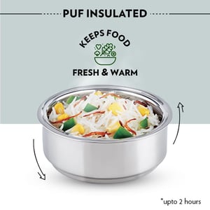 Borosil Carry fresh Lunch Box, Vaccum Insulated Leak Proof Containers - 3 Container Flat image 3