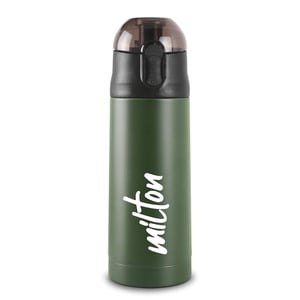 Milton Crown Thermosteel Water Bottle, 12 Hours Hot & Cold- Green - 600 ml