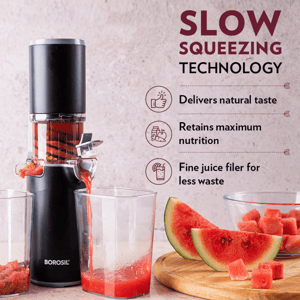 Borosil Easy Cold Press Slow Juicer, Most Compact Slow Juicer for Semi-Hards Fruits & Vegetables image 3