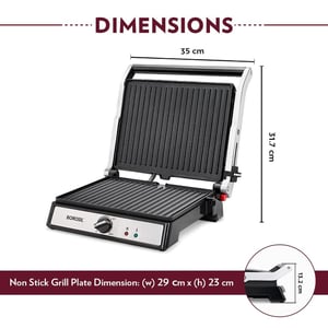 Borosil Super Jumbo 180 Grill Sandwich Maker with BBQ, 2000 Watts, 2 Years Warranty image 3