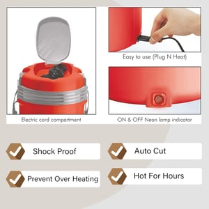 Milton Electron Electric Lunch Box, 1 year warranty - Red - 3 pcs Set image 3