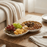 Tatva Mayur Pankh Platter, Ceramic Platter Ideal for Serving Snacks & Savories