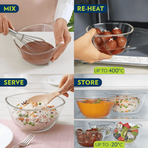Borosil Square Mixing Bowl, Made from TUFF Glass, Suitable for Everyday Serving & Baking image 5