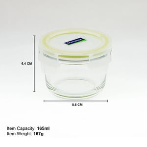 GLASSLOCK CLASSIC AIRTIGHT TEMPERED FOOD CONTAINER - ROUND - 165 ML, Leak Proof, BPA Free, Microwave & Freezer Safe & Airtight image 4