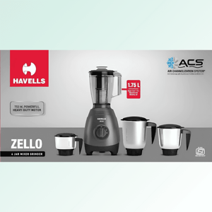 Havells Zello Mixer Grinder, 750 Watts, 4 Jars, 5+2 years warranty image 3