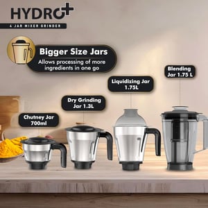 Havells Hydro 1000 watts Mixer Grinder, 4 Jars, 5+2 years warranty image 7