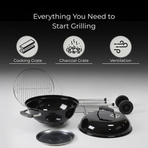 Exousia Charcoal BBQ Grill - 47 cms, Porcelain Coating Fire Bowl and Lid with 4 Legs for Sturdy Balance image 5