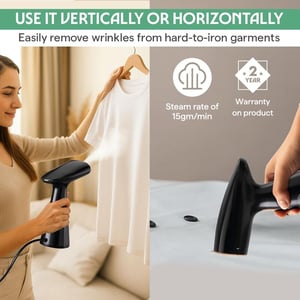 Borosil 1000W Handheld Garment Steamer | Ceramic Coated Soleplate | Dual Steam Modes (Horizontal & Vertical Ironing) | 120ml Detachable Water Tank | Overheat Protection | 2 Year Warranty (GS03) image 6