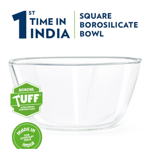 Borosil Square Mixing Bowl, Made from TUFF Glass, Suitable for Everyday Serving & Baking image 2