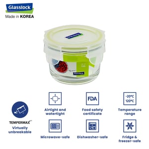 GLASSLOCK CLASSIC AIRTIGHT TEMPERED FOOD CONTAINER - ROUND - 165 ML, Leak Proof, BPA Free, Microwave & Freezer Safe & Airtight image 3