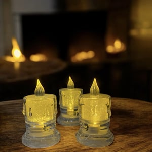 Yellow Crystal LED Candles (Pack of 12) - Medium